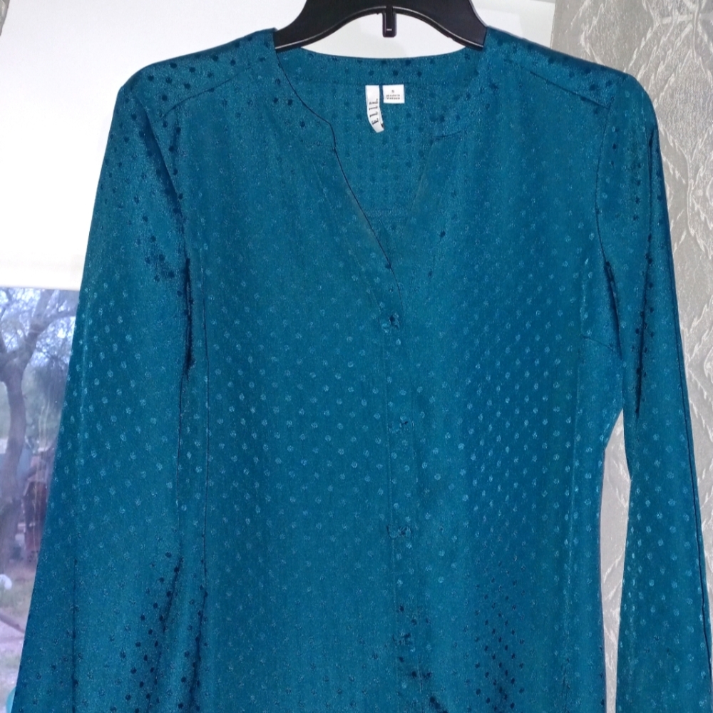 Turquoise Button Blouse